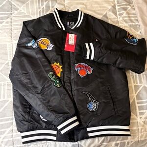 Men's Black NBA Team Patch Bomber Jacket